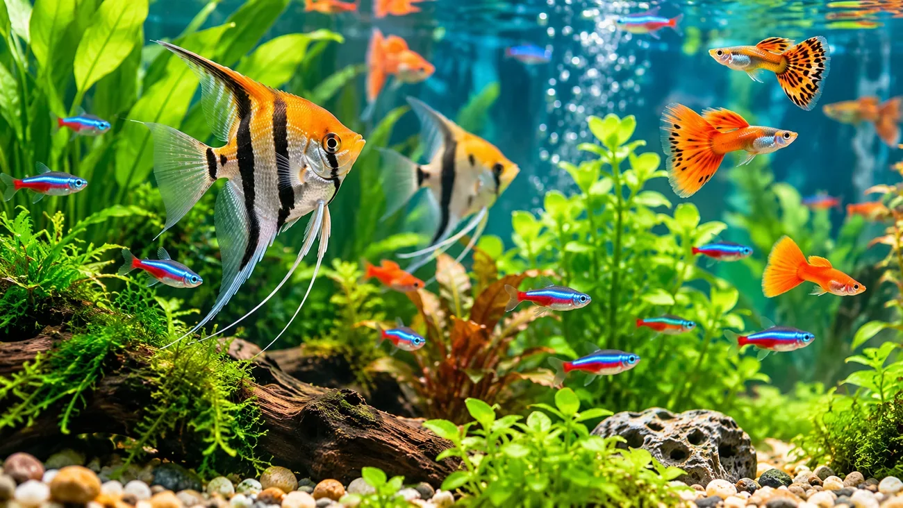Freshwater aquarium fish and plants